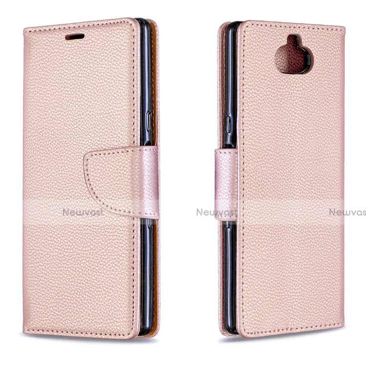 Leather Case Stands Flip Cover L02 Holder for Sony Xperia XA3 Rose Gold