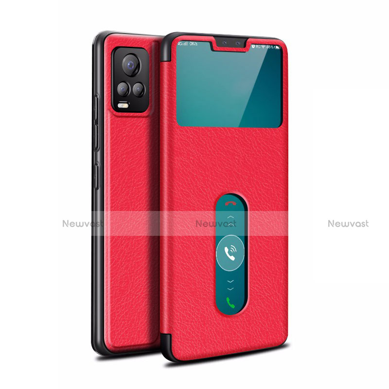 Leather Case Stands Flip Cover L02 Holder for Vivo V20 Pro 5G Red