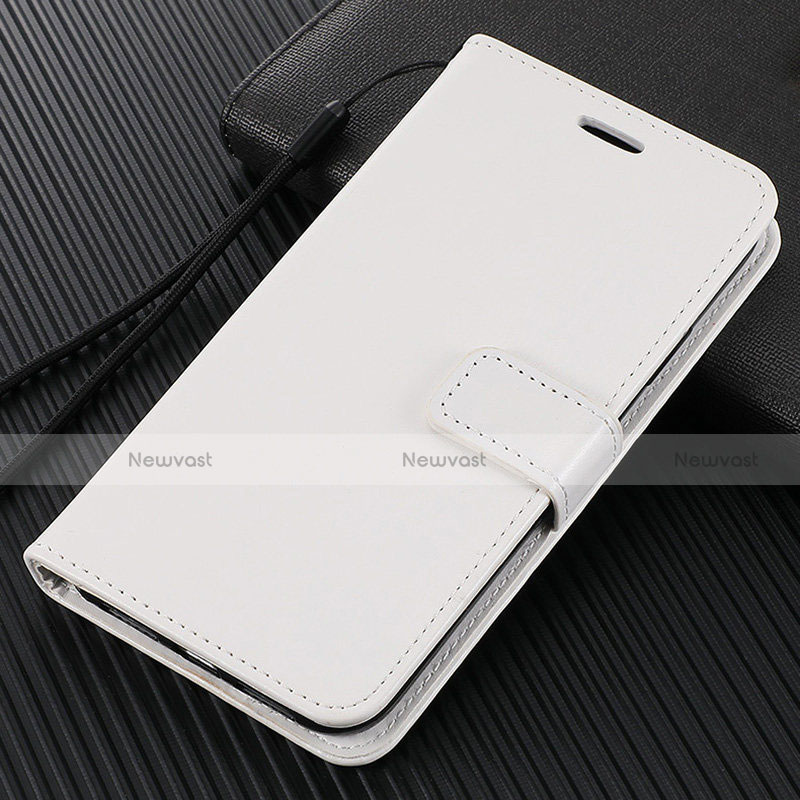 Leather Case Stands Flip Cover L02 Holder for Vivo X50 Lite White