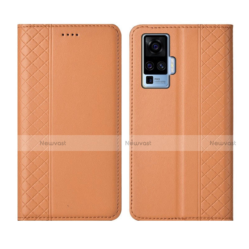 Leather Case Stands Flip Cover L02 Holder for Vivo X51 5G Orange