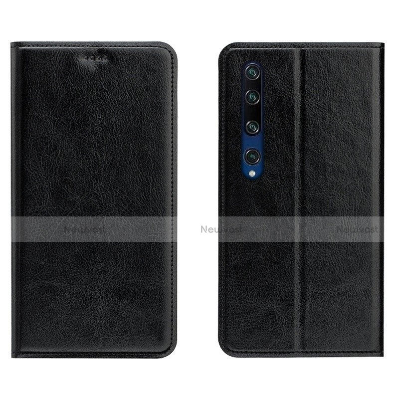 Leather Case Stands Flip Cover L02 Holder for Xiaomi Mi 10 Black