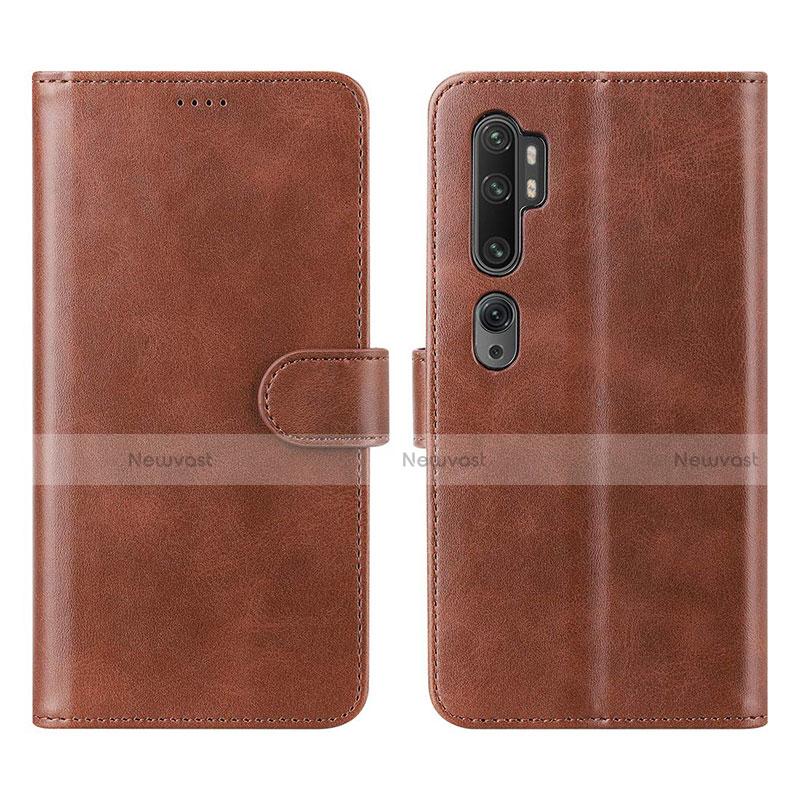 Leather Case Stands Flip Cover L02 Holder for Xiaomi Mi Note 10 Pro Brown