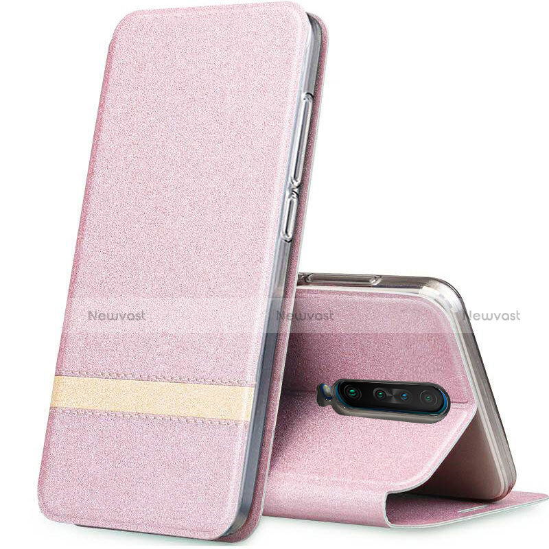 Leather Case Stands Flip Cover L02 Holder for Xiaomi Poco X2 Rose Gold