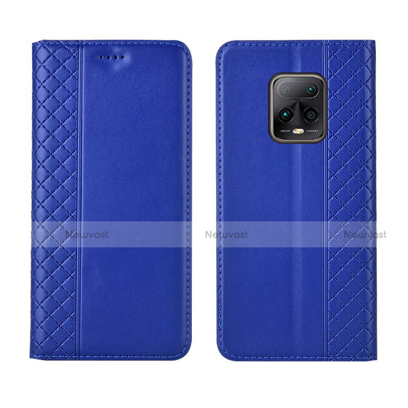 Leather Case Stands Flip Cover L02 Holder for Xiaomi Redmi 10X Pro 5G Blue