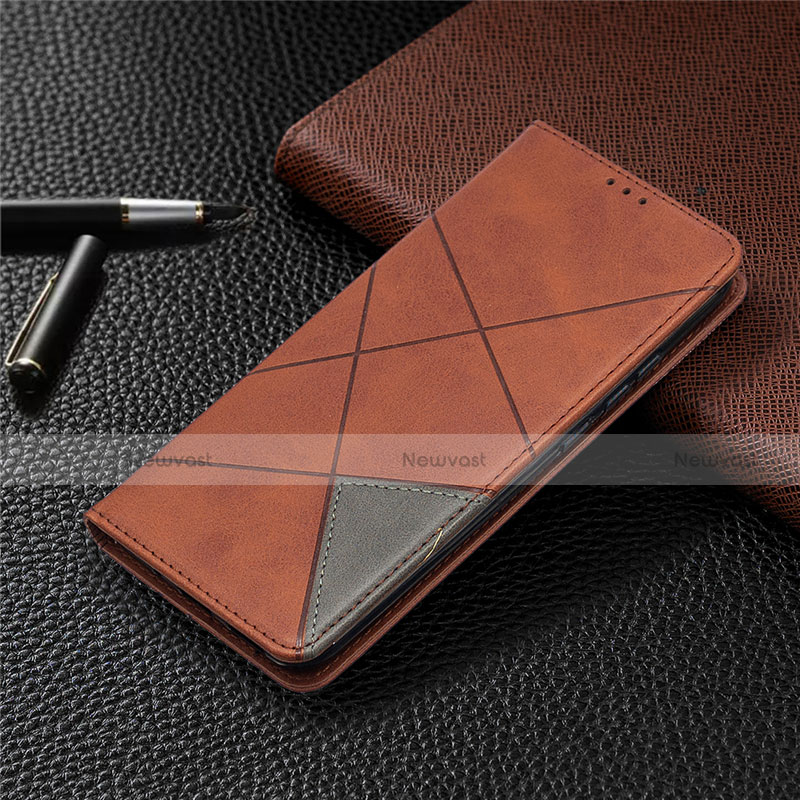 Leather Case Stands Flip Cover L02 Holder for Xiaomi Redmi 9C NFC Brown