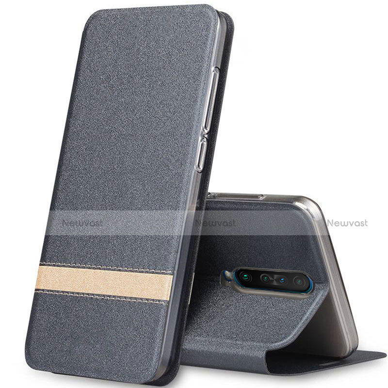 Leather Case Stands Flip Cover L02 Holder for Xiaomi Redmi K30 4G Gray