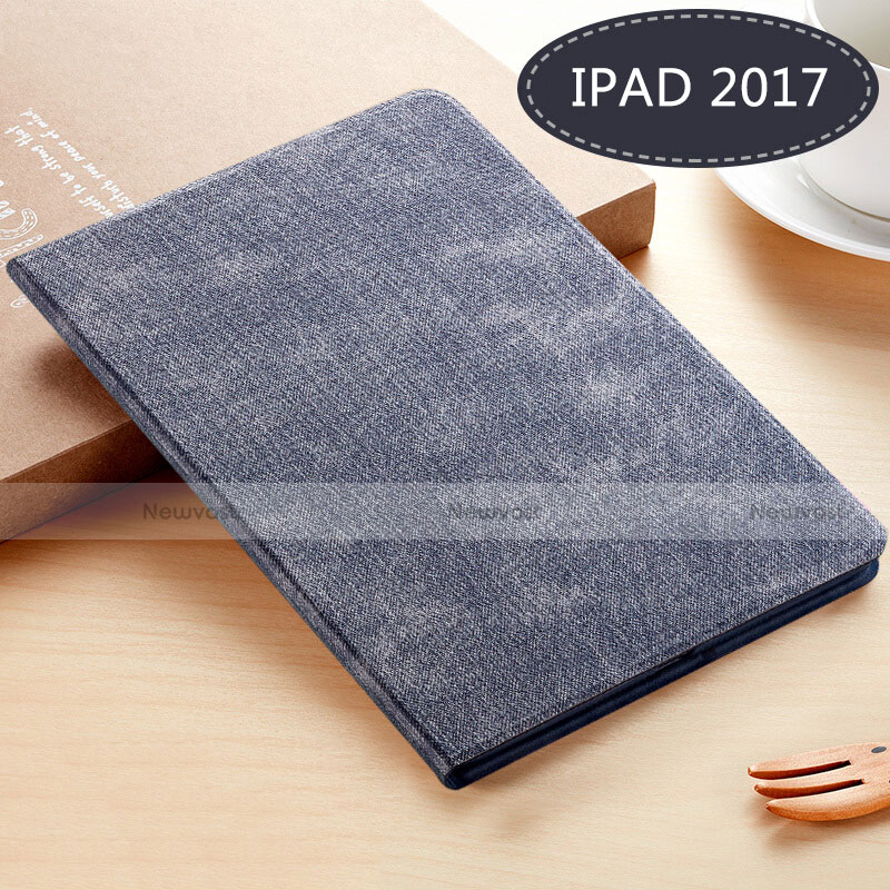 Leather Case Stands Flip Cover L03 for Apple New iPad 9.7 (2017) Blue