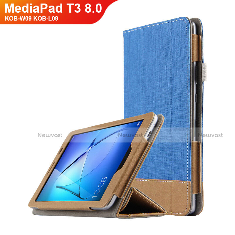 Leather Case Stands Flip Cover L03 for Huawei MediaPad T3 8.0 KOB-W09 KOB-L09 Blue