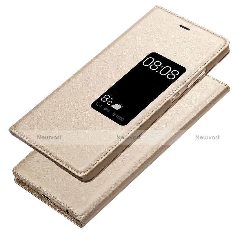 Leather Case Stands Flip Cover L03 for Huawei P9 Plus Gold