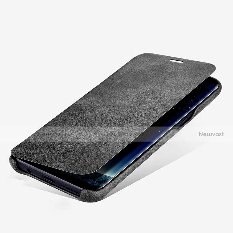 Leather Case Stands Flip Cover L03 for Samsung Galaxy S8 Black