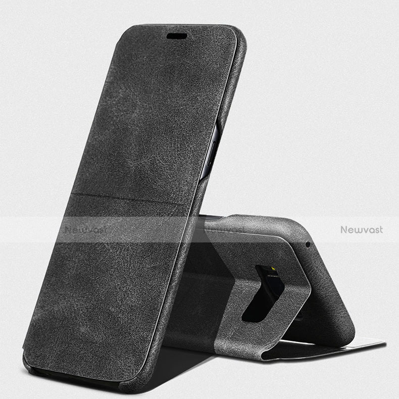 Leather Case Stands Flip Cover L03 for Samsung Galaxy S8 Black