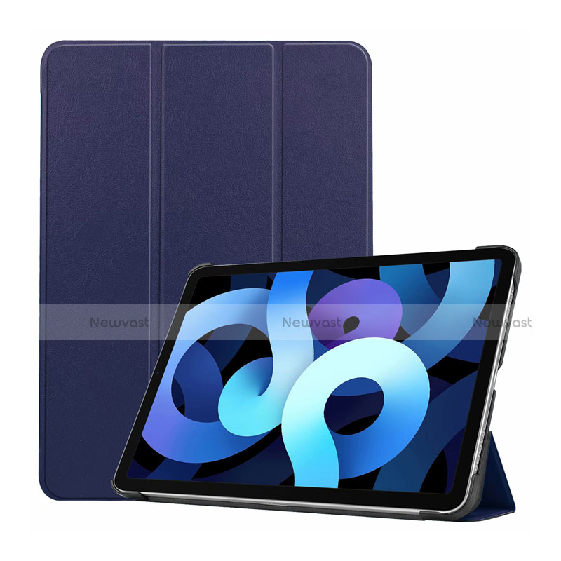 Leather Case Stands Flip Cover L03 Holder for Apple iPad Air 5 10.9 (2022) Navy Blue