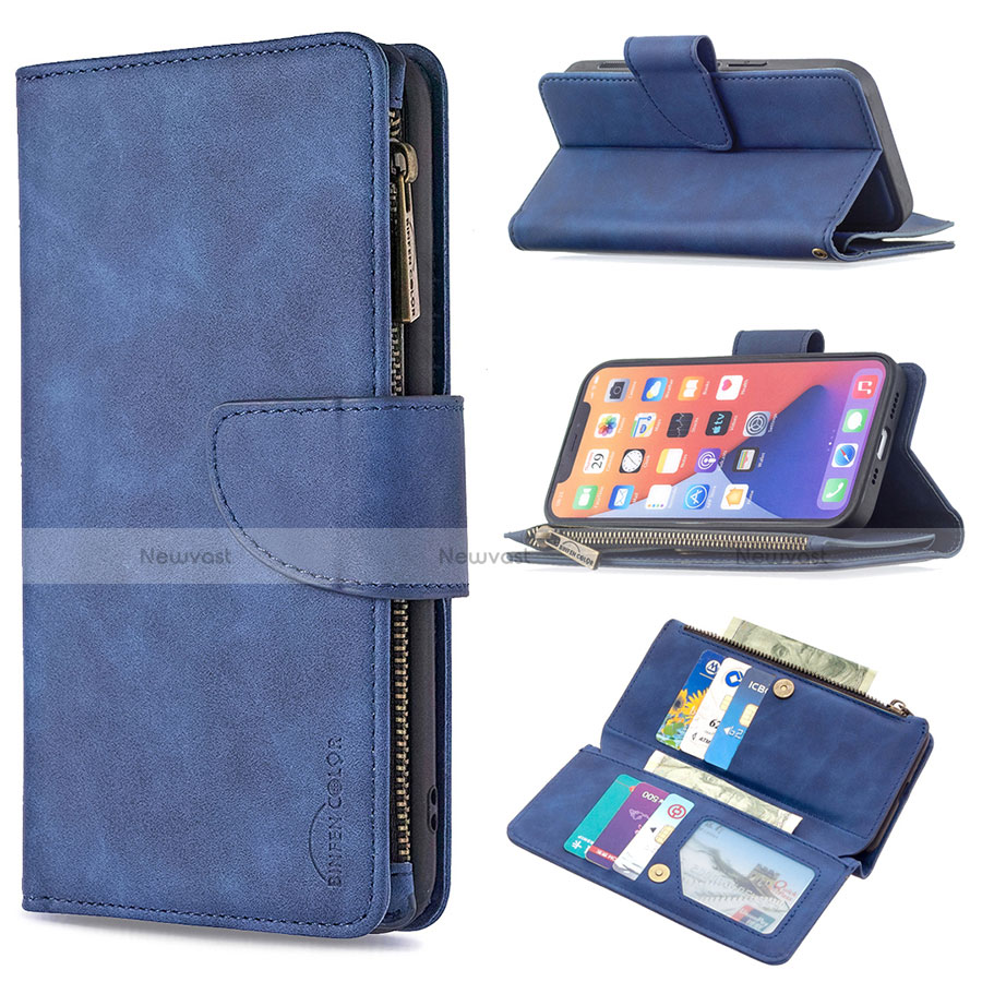 Leather Case Stands Flip Cover L03 Holder for Apple iPhone 13 Pro Blue