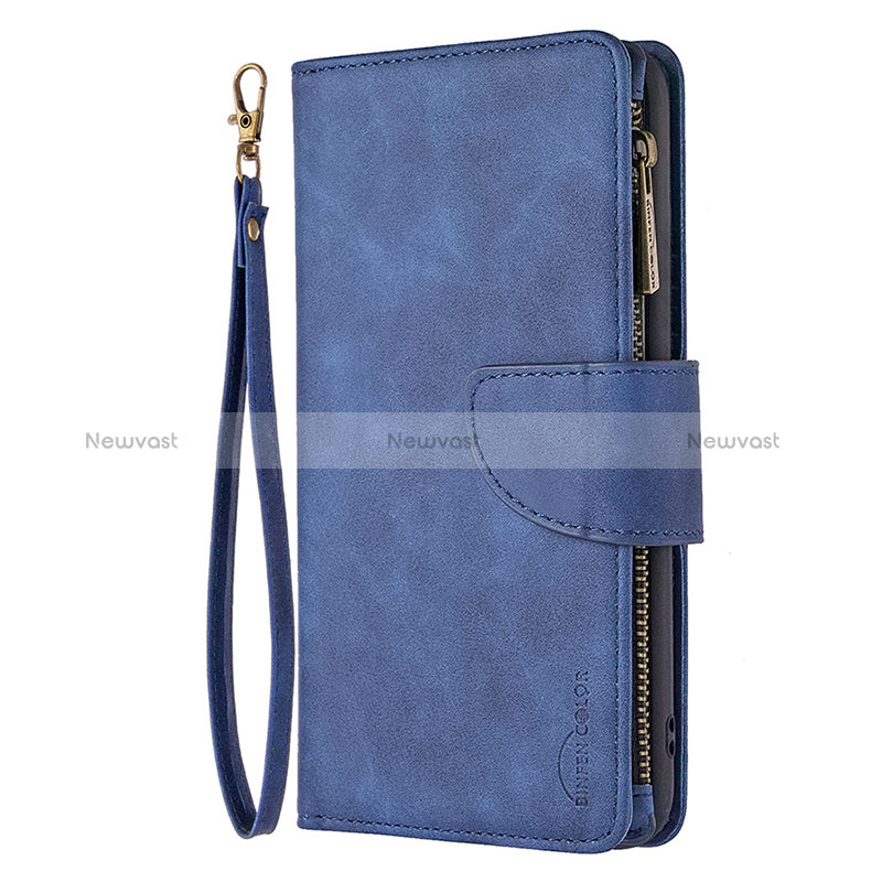 Leather Case Stands Flip Cover L03 Holder for Apple iPhone 15 Pro Blue