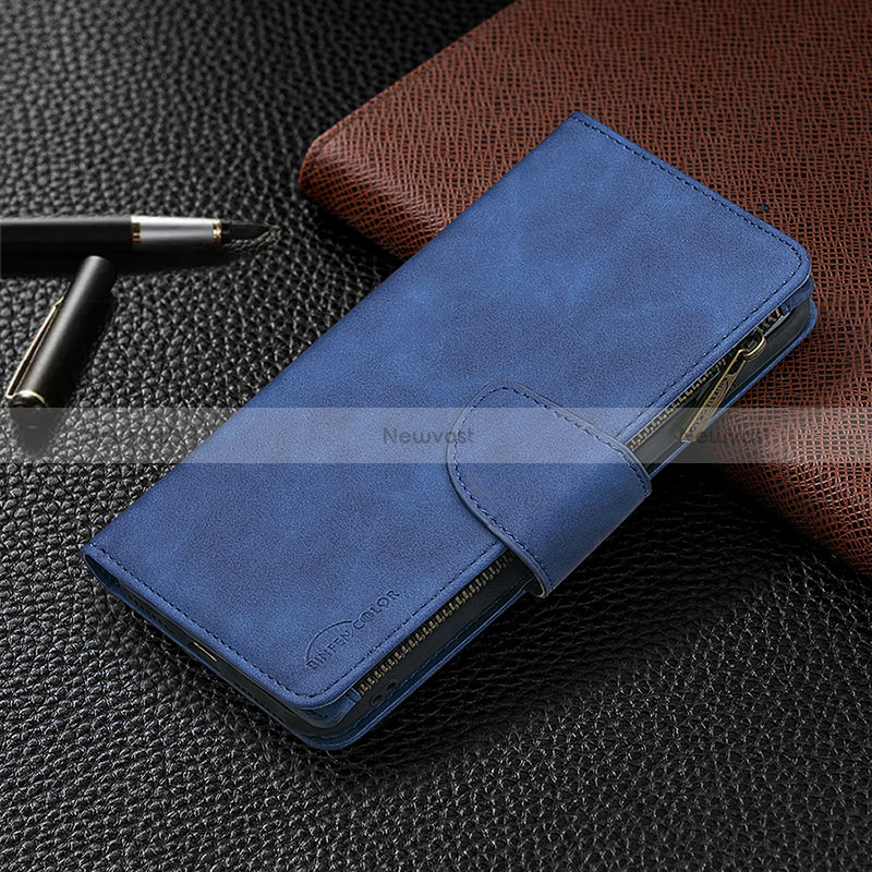 Leather Case Stands Flip Cover L03 Holder for Apple iPhone 15 Pro Blue