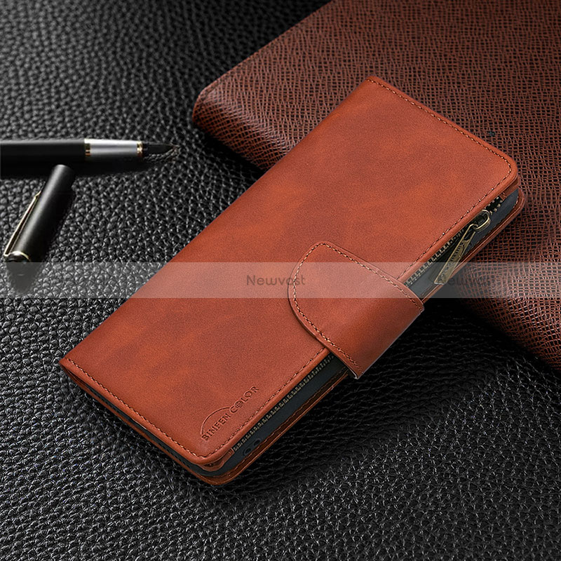 Leather Case Stands Flip Cover L03 Holder for Apple iPhone 15 Pro Brown