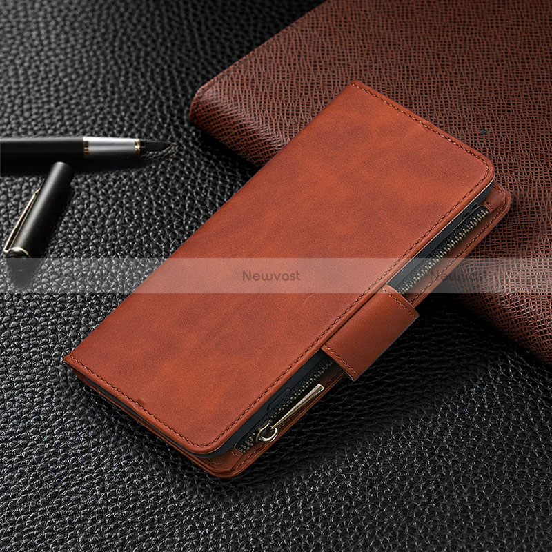 Leather Case Stands Flip Cover L03 Holder for Apple iPhone 15 Pro Brown