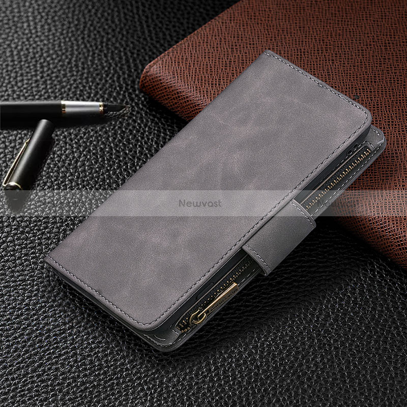 Leather Case Stands Flip Cover L03 Holder for Apple iPhone 15 Pro Dark Gray