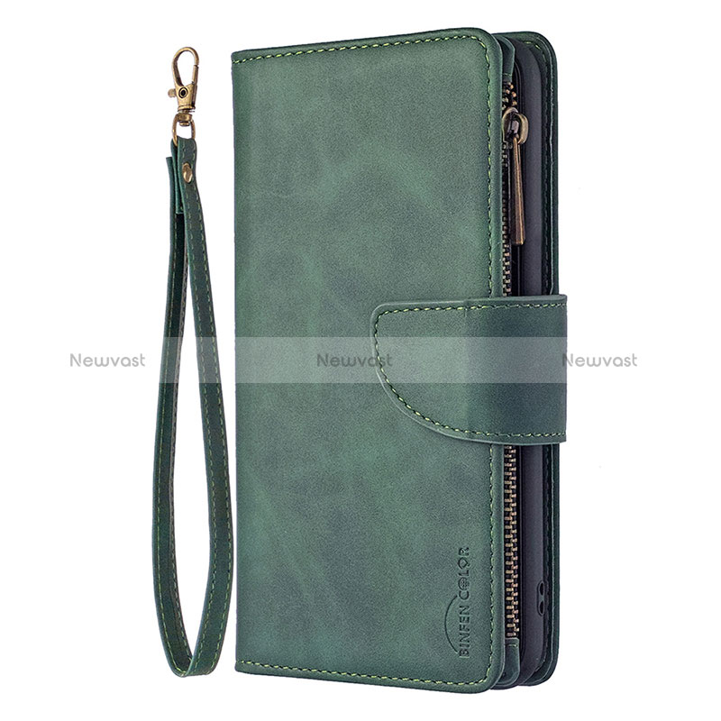 Leather Case Stands Flip Cover L03 Holder for Apple iPhone 15 Pro Green