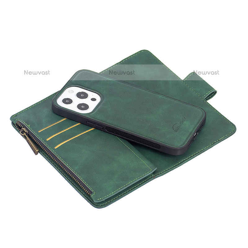 Leather Case Stands Flip Cover L03 Holder for Apple iPhone 15 Pro Max Green