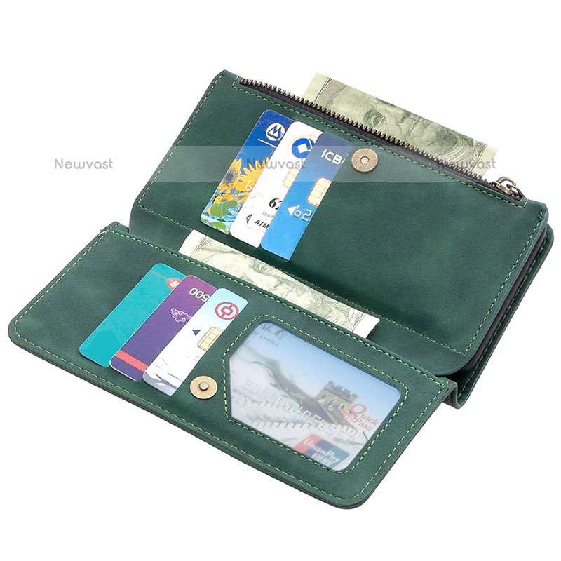 Leather Case Stands Flip Cover L03 Holder for Apple iPhone 15 Pro Max Green