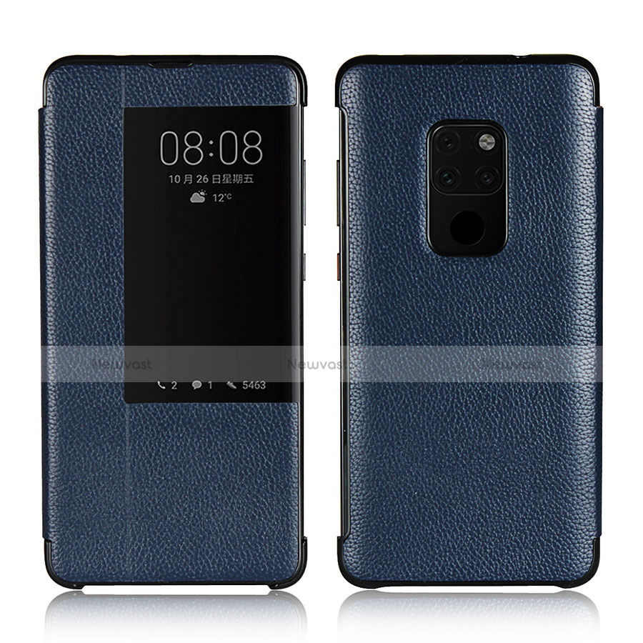 Leather Case Stands Flip Cover L03 Holder for Huawei Mate 20 Blue