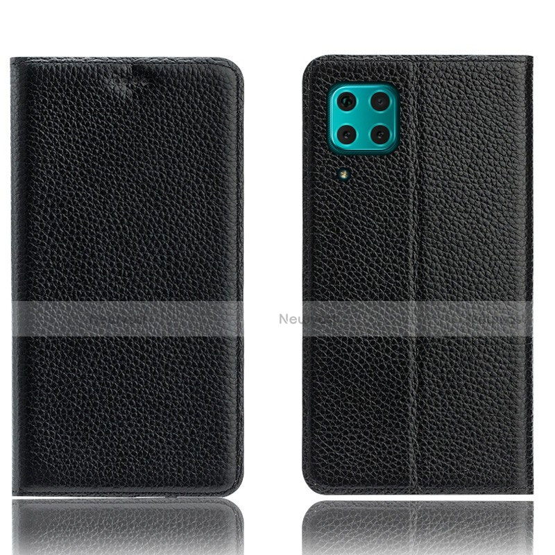 Leather Case Stands Flip Cover L03 Holder for Huawei Nova 6 SE Black