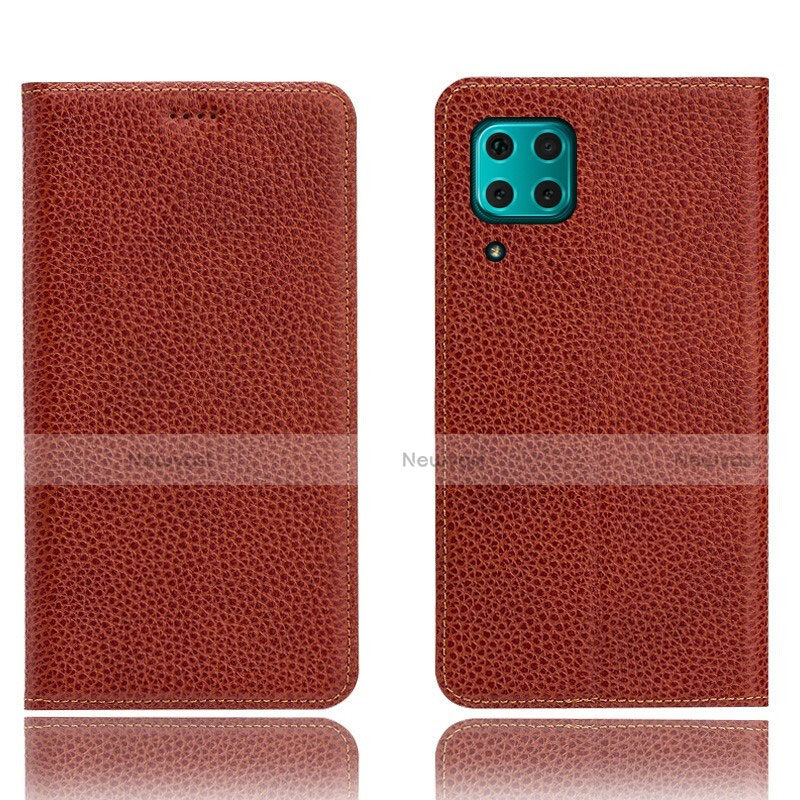 Leather Case Stands Flip Cover L03 Holder for Huawei Nova 6 SE Red Wine