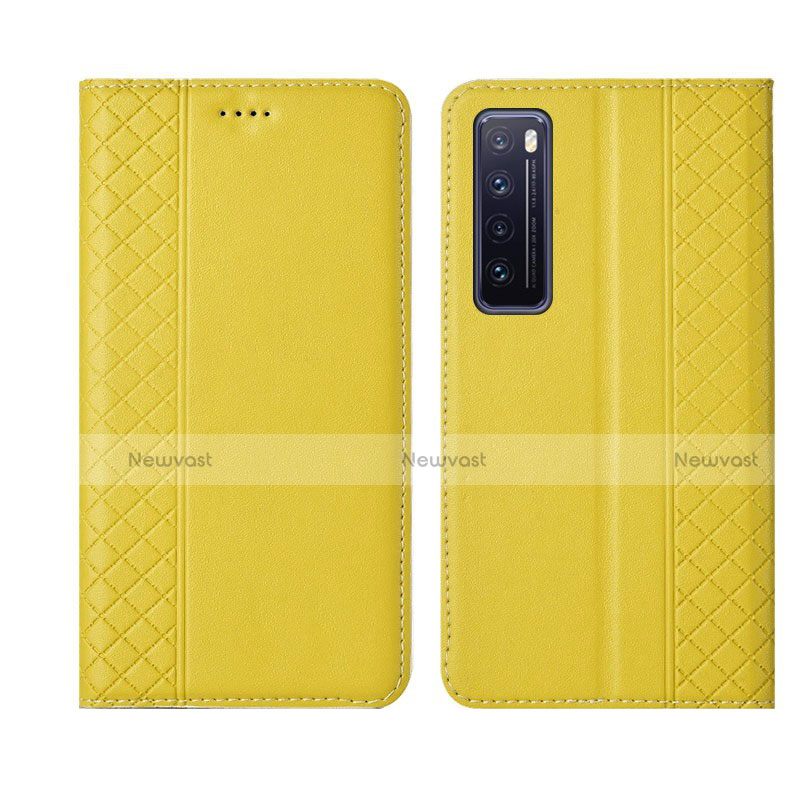 Leather Case Stands Flip Cover L03 Holder for Huawei Nova 7 5G Yellow