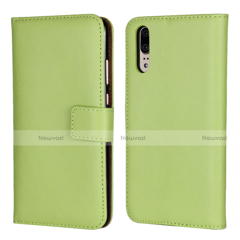 Leather Case Stands Flip Cover L03 Holder for Huawei P20 Green