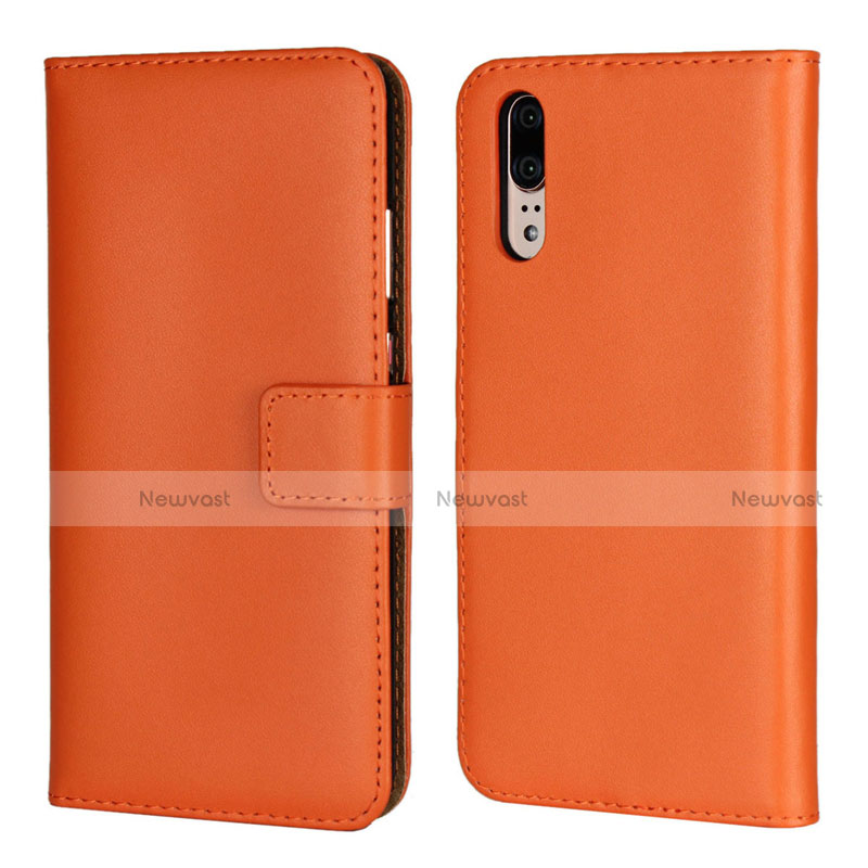 Leather Case Stands Flip Cover L03 Holder for Huawei P20 Orange