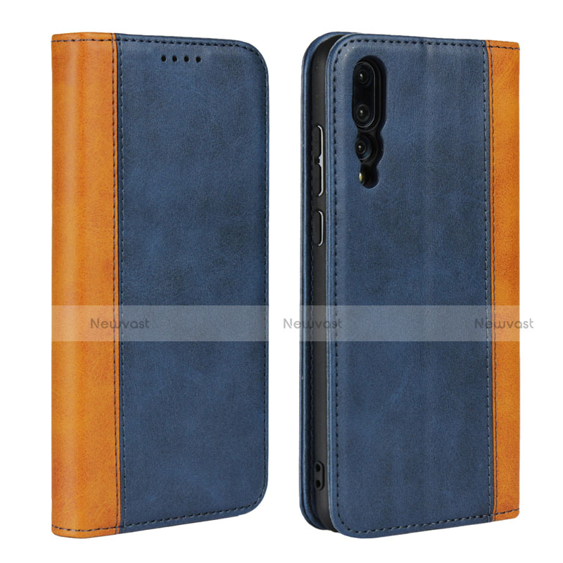 Leather Case Stands Flip Cover L03 Holder for Huawei P20 Pro Blue