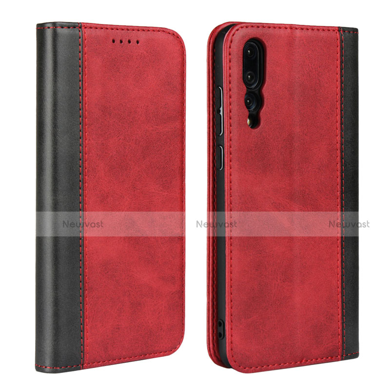 Leather Case Stands Flip Cover L03 Holder for Huawei P20 Pro Red