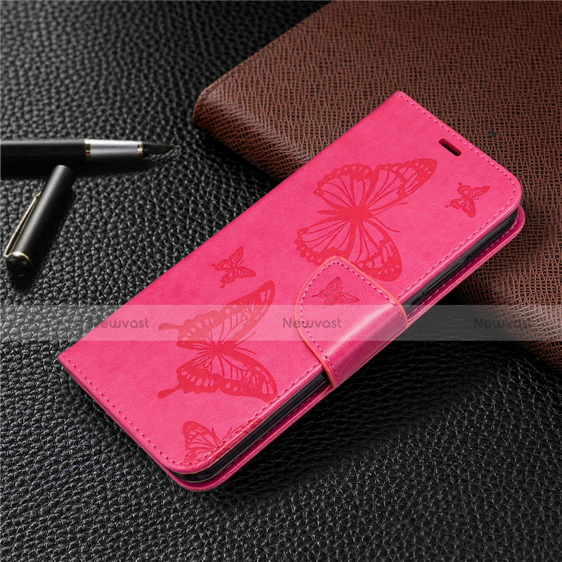 Leather Case Stands Flip Cover L03 Holder for Huawei Y7p Hot Pink