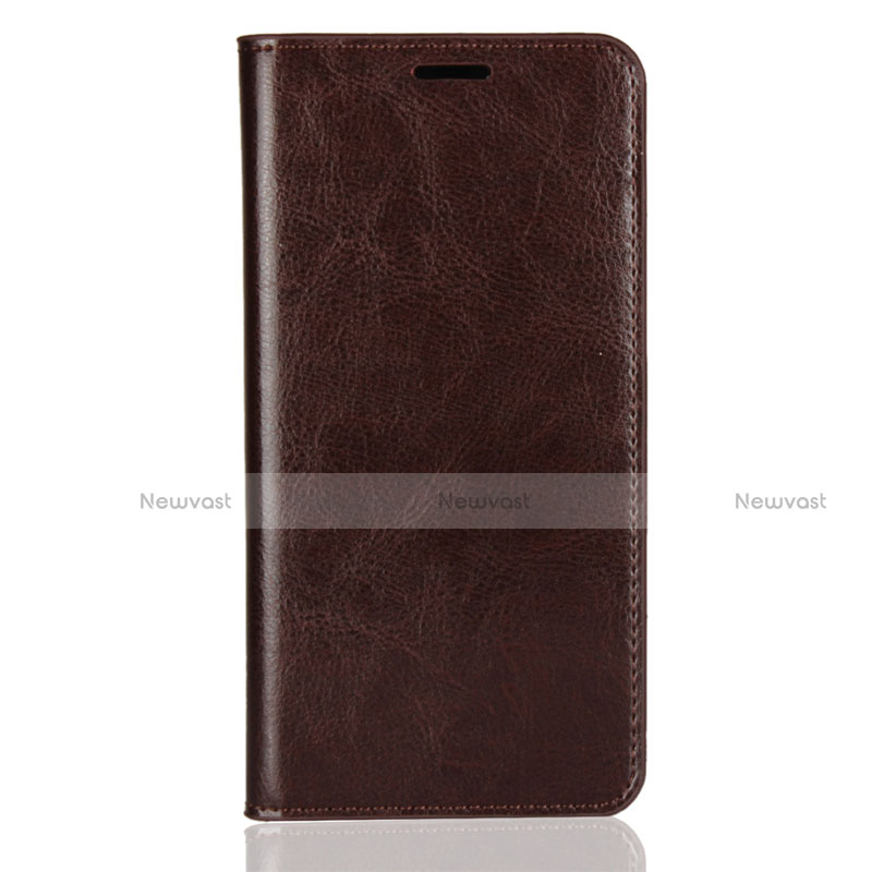 Leather Case Stands Flip Cover L03 Holder for Huawei Y9 (2018) Brown