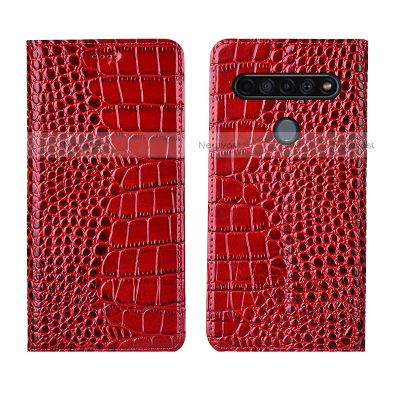 Leather Case Stands Flip Cover L03 Holder for LG K41S Red