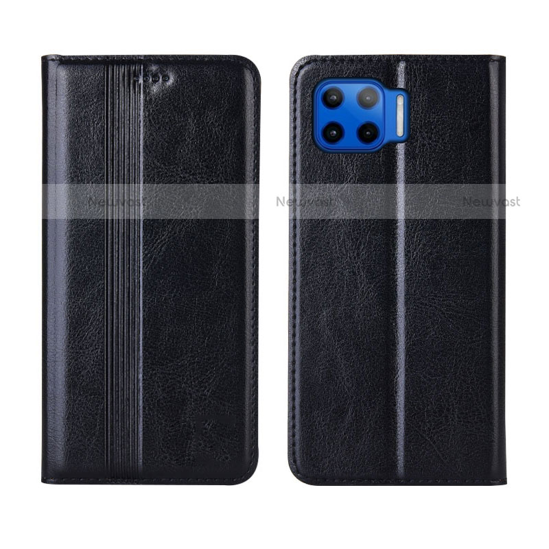 Leather Case Stands Flip Cover L03 Holder for Motorola Moto G 5G Plus Black