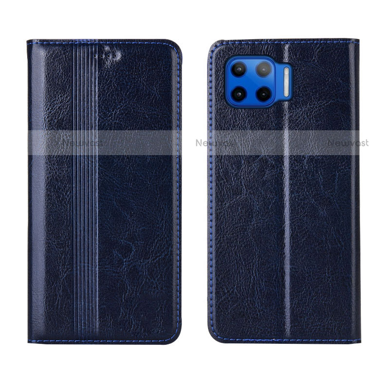 Leather Case Stands Flip Cover L03 Holder for Motorola Moto One 5G Blue