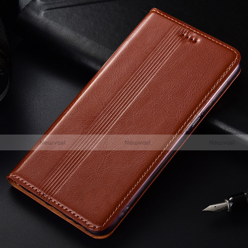 Leather Case Stands Flip Cover L03 Holder for Nokia 4.2 Light Brown