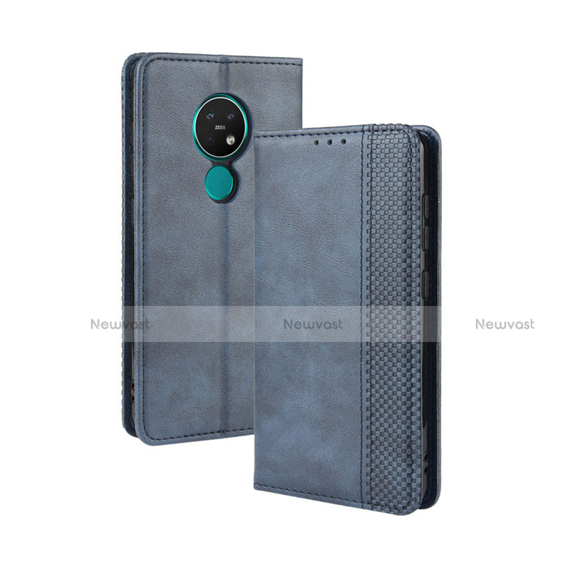 Leather Case Stands Flip Cover L03 Holder for Nokia 7.2 Blue