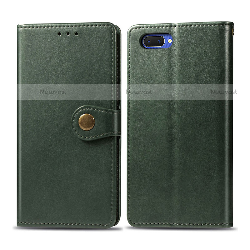 Leather Case Stands Flip Cover L03 Holder for Oppo A12e Green