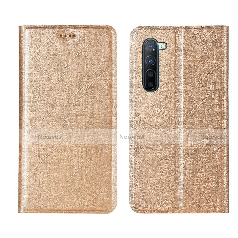 Leather Case Stands Flip Cover L03 Holder for Oppo F15 Gold