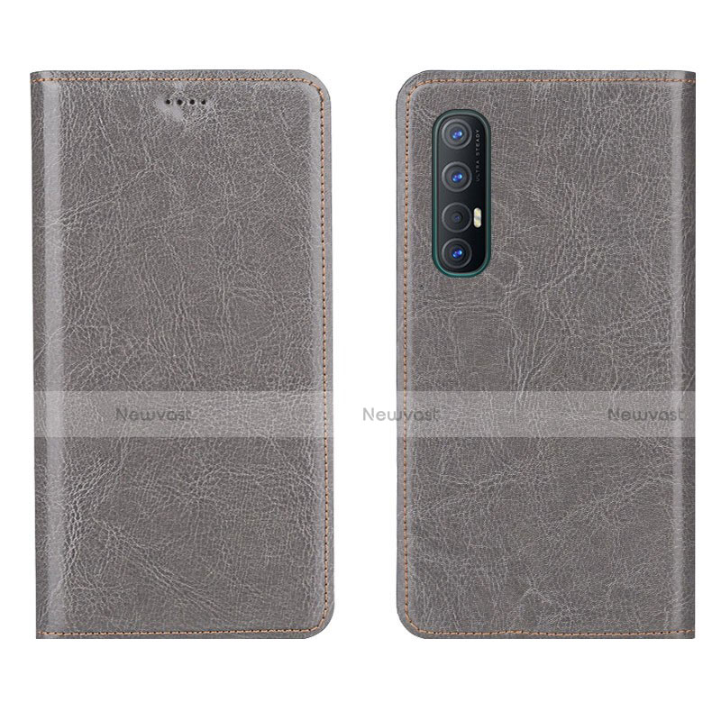 Leather Case Stands Flip Cover L03 Holder for Oppo Find X2 Neo Gray