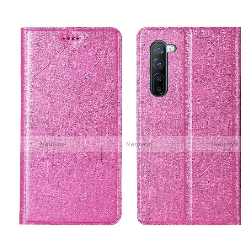Leather Case Stands Flip Cover L03 Holder for Oppo K7 5G Pink