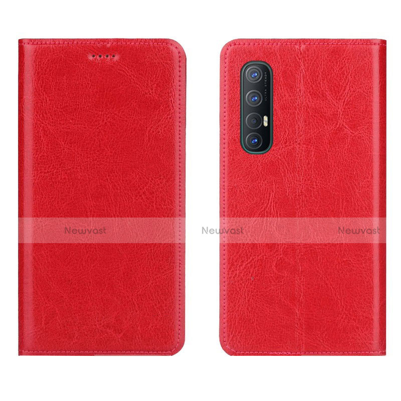 Leather Case Stands Flip Cover L03 Holder for Oppo Reno3 Pro Red