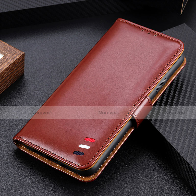 Leather Case Stands Flip Cover L03 Holder for Realme C17 Brown