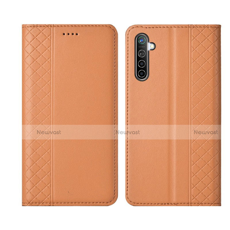 Leather Case Stands Flip Cover L03 Holder for Realme X2 Orange