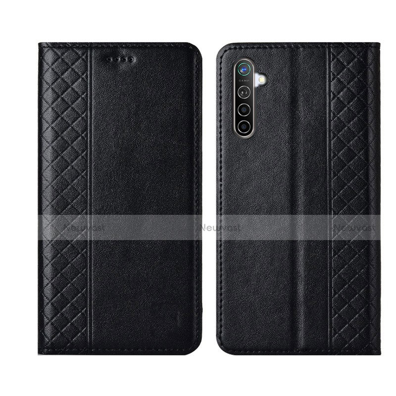 Leather Case Stands Flip Cover L03 Holder for Realme XT Black