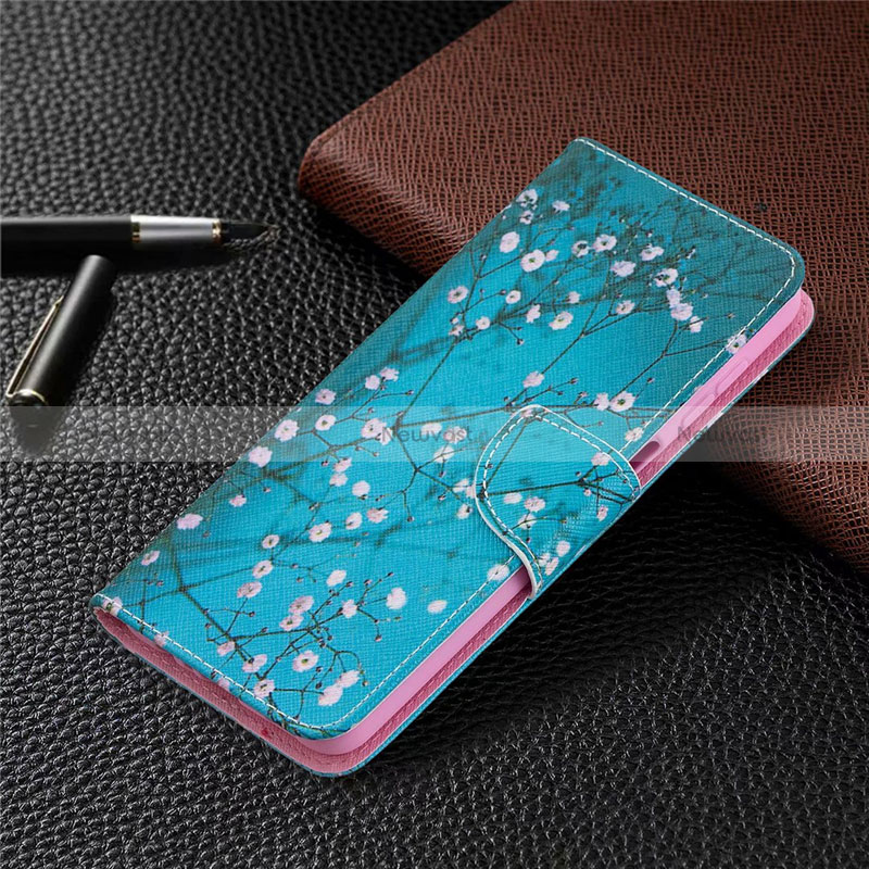 Leather Case Stands Flip Cover L03 Holder for Samsung Galaxy A12 5G Sky Blue