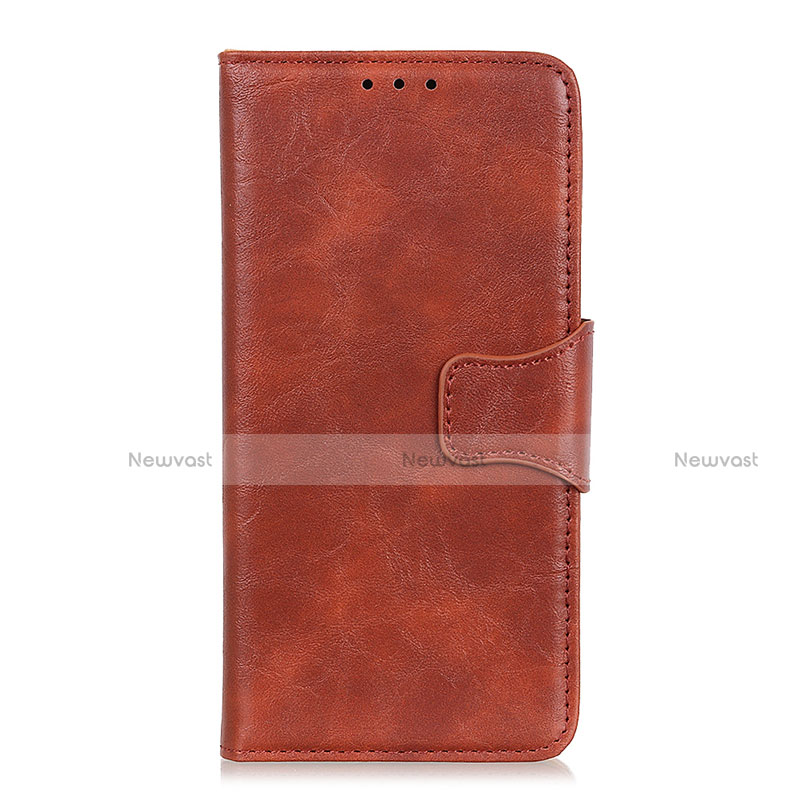 Leather Case Stands Flip Cover L03 Holder for Samsung Galaxy A21s Brown